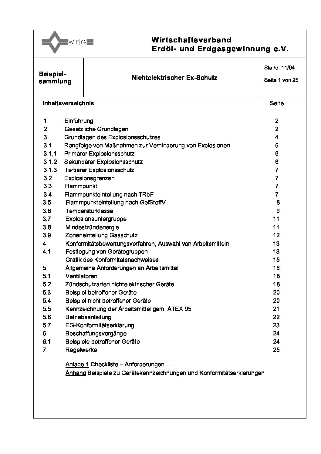 WEG Beispielsammlung nicht elektrischer Explosionsschutz