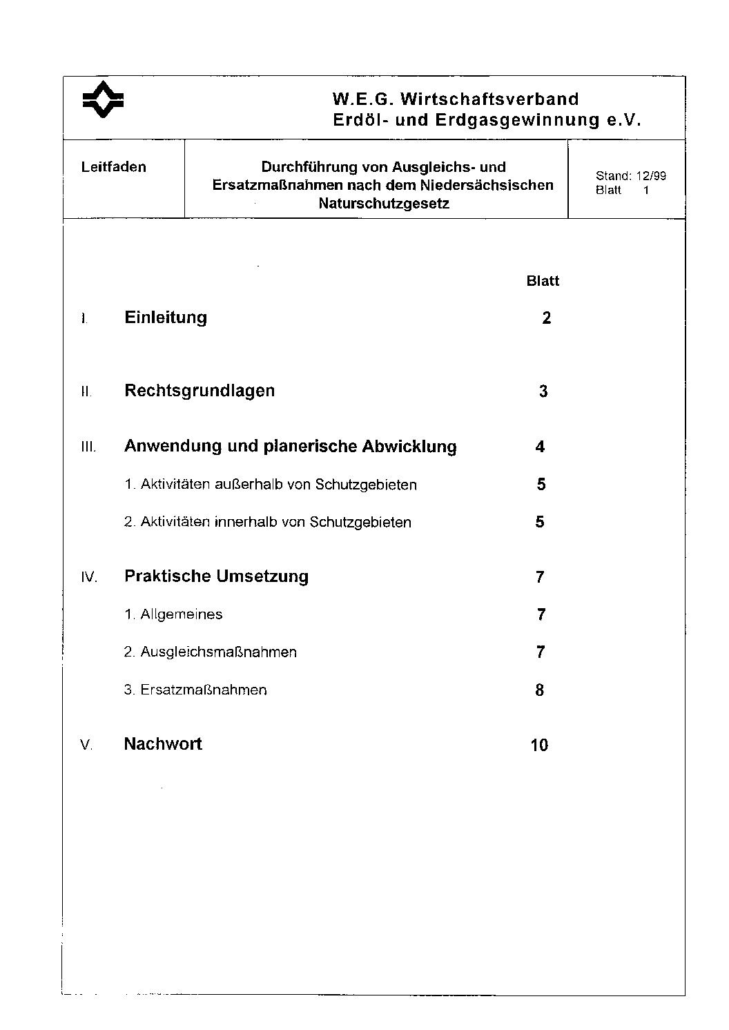 WEG Leitfaden Ausgleichs- und Ersatzmaßnahmen nach dem Niedersächsischen Naturschutzgesetz